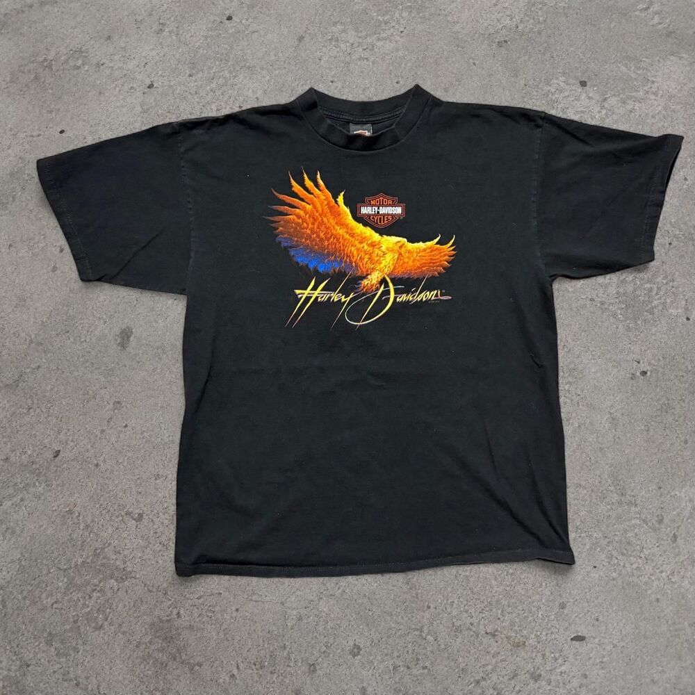 Vintage Harley Davidson Phoenix Flame Bird Black Shirt Men’s Size XXL